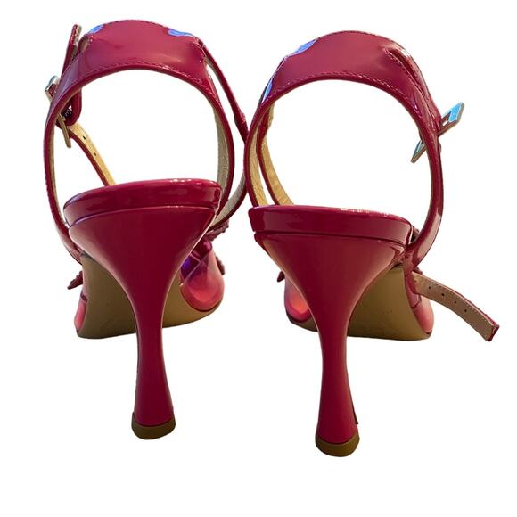 Nalebe Dimante PVC Pumps Bow Crystal Embellished Ankle Strap Square Top Pink 36 - Picture 10 of 16